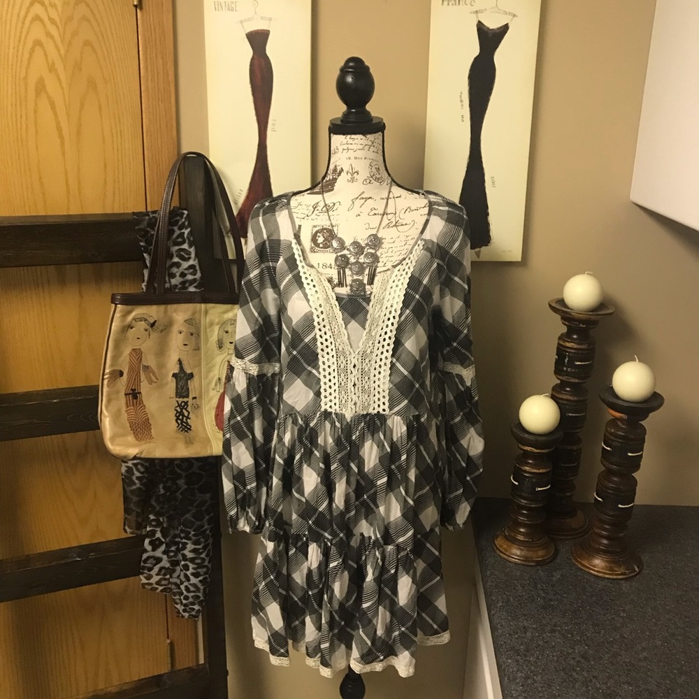 Free People Plaid Boho Dress
